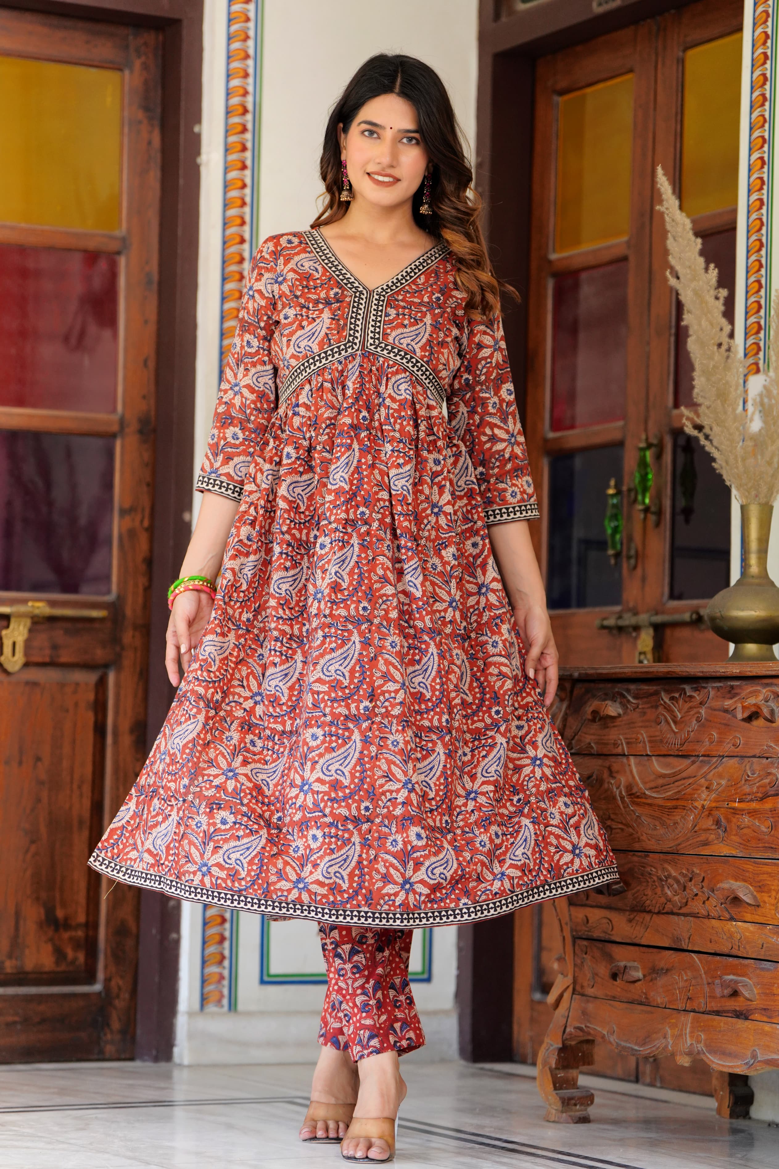 Admyrin Red Bright & Beautiful Bhagalpuri Cotton With Block Printing Party  Wear / Festive Wear Kurti at Rs 399.00 | Printed Cotton Kurti | ID:  26954527148