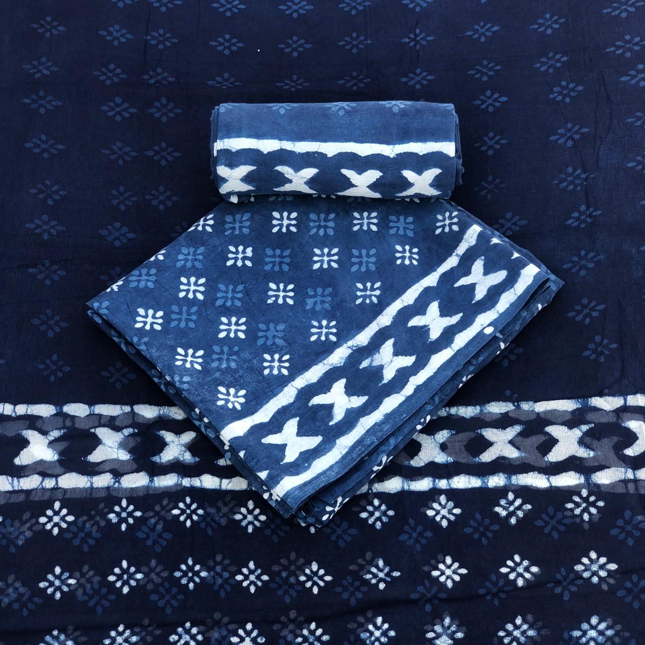 Nikhilam TDS - Indigo Print Cotton Suit Dress Materials With Cotton Dupatta  in Jaipuri Block Print We Are One Of Rajasthan's Leading Manufacturer of  Women Ethnic Apparel And We Deal In All