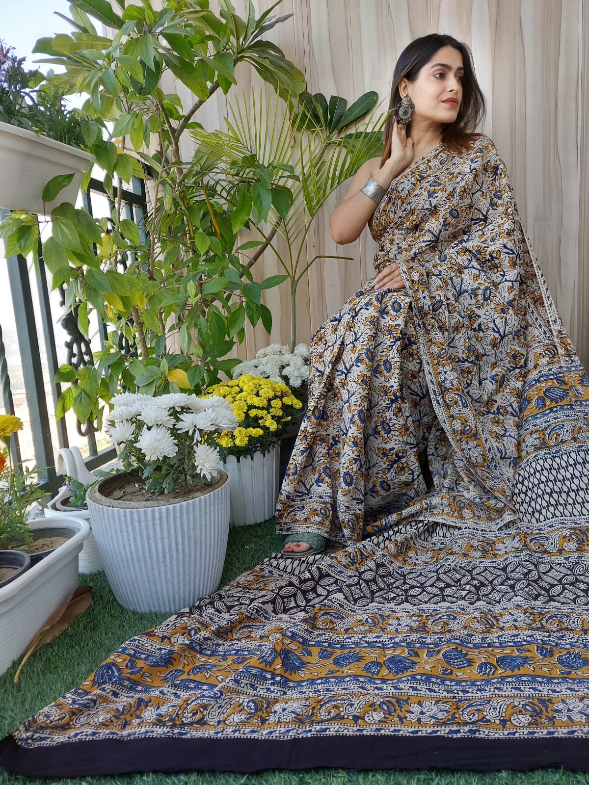 Floral Print Formal Wear Printed Pure Cotton Saree, 5.5 m (separate blouse  piece) at Rs 350 in Chennai