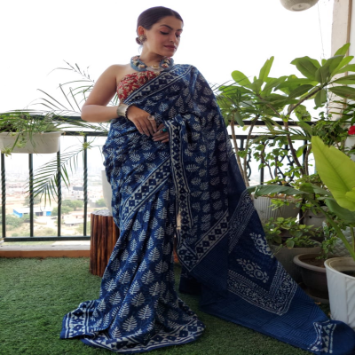 Buy Indigo Blue Chanderi Saree online-Karagiri – Karagiri Global