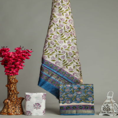 Chateau Green Pure Moonga Silk Handloom Banarasi Suit Fabric – Khinkhwab