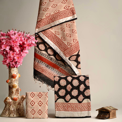 Chanderi Silk Bagru Print Dress Material in Sale – RKG SHOPPING
