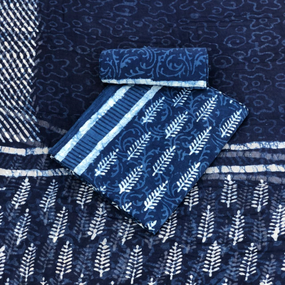 Blue Coloured Exclusive Unstitched Pure Cotton Hand Block Printed Part –  Royskart