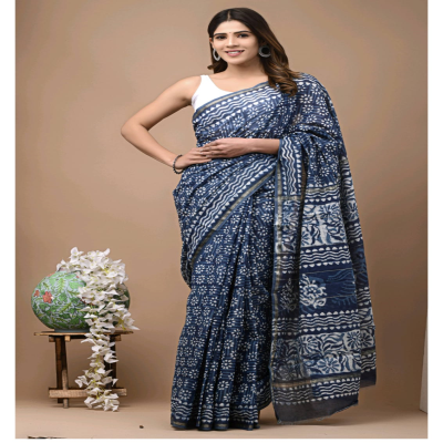 Digital Printed Chanderi Cotton Saree in Cream and Maroon : SPFA12841