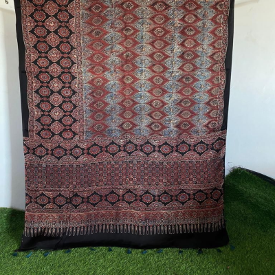 Buy Sumshy Ajrakh Printed Muslin Silk Saree Wholesale Online 2023 -  Eclothing